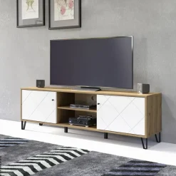 TV-Lowboard Touch Eiche Artisan Nachbildung weiß matt B/H/T: ca. 183x55x40 cm