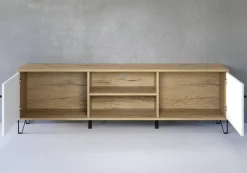 TV-Lowboard Touch Eiche Artisan Nachbildung weiß matt B/H/T: ca. 183x55x40 cm