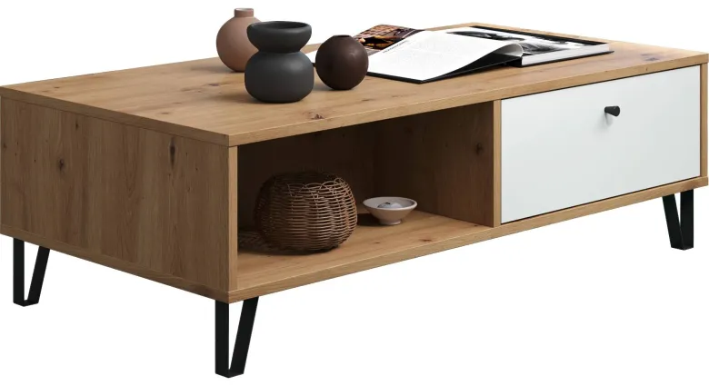 TV-Lowboard Touch Eiche Artisan Nachbildung weiß matt B/H/T: ca. 110x37x60 cm