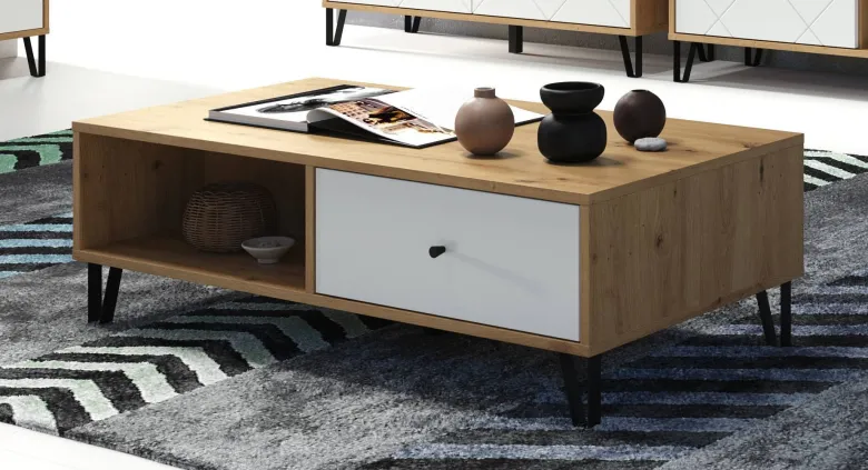 TV-Lowboard Touch Eiche Artisan Nachbildung weiß matt B/H/T: ca. 110x37x60 cm