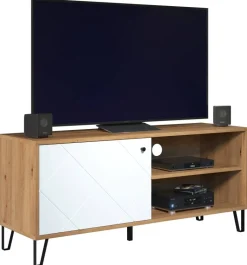 TV-Lowboard Touch weiß matt Eiche Artisan Nachbildung B/H/T: ca. 123x56x40 cm