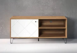 TV-Lowboard Touch weiß matt Eiche Artisan Nachbildung B/H/T: ca. 123x56x40 cm