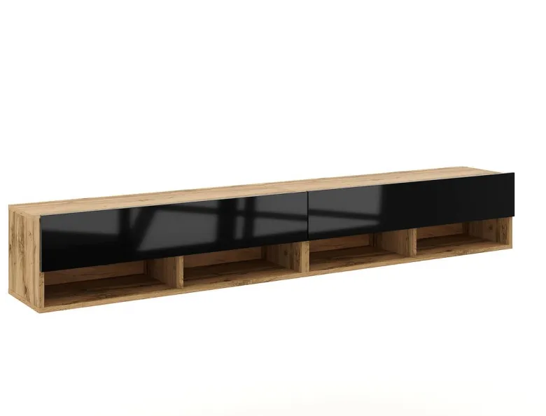 TV-Lowboard TV LOWBOARD DERBY 280 Eiche Wotan Nachbildung schwarz glänzend B/H/T: ca. 280x32,5x31,5 cm