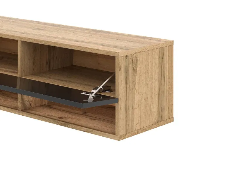 TV-Lowboard TV LOWBOARD DERBY 280 Eiche Wotan Nachbildung schwarz glänzend B/H/T: ca. 280x32,5x31,5 cm