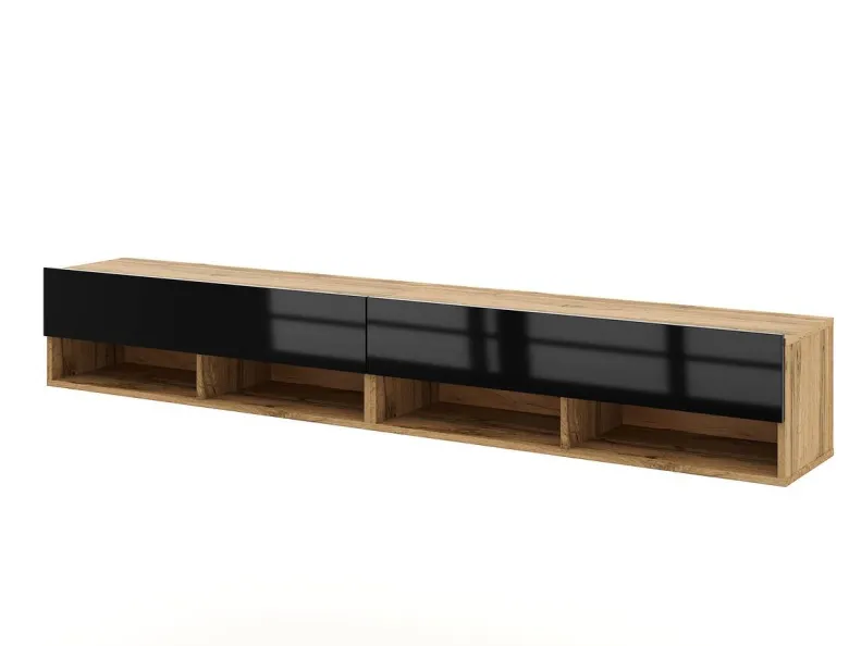 TV-Lowboard TV LOWBOARD DERBY 280 Eiche Wotan Nachbildung schwarz glänzend B/H/T: ca. 280x32,5x31,5 cm