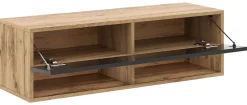 TV-Lowboard TV LOWBOARD DERBY 100 Eiche Wotan Nachbildung schwarz glänzend B/H/T: ca. 100x32,5x31,5 cm