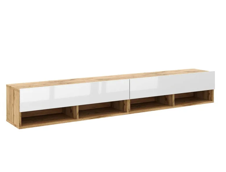 TV-Lowboard TV LOWBOARD DERBY 200 Eiche Wotan Nachbildung weiß glänzend B/H/T: ca. 200x32,5x31,5 cm