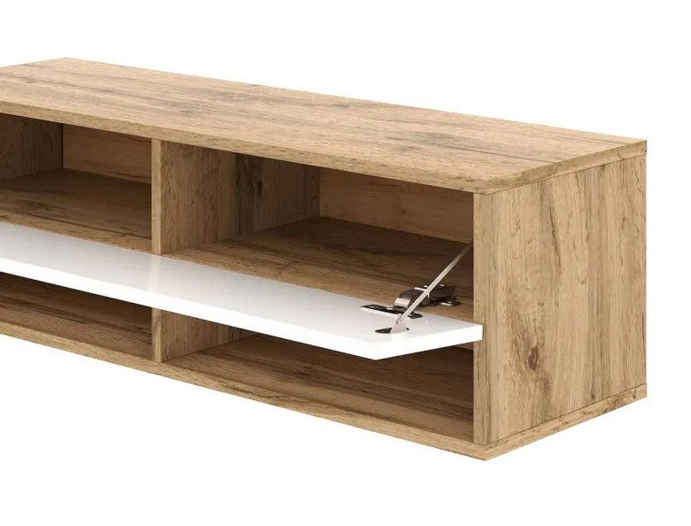 TV-Lowboard TV LOWBOARD DERBY 200 Eiche Wotan Nachbildung weiß glänzend B/H/T: ca. 200x32,5x31,5 cm