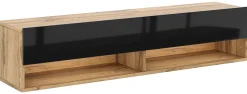 TV-Lowboard TV LOWBOARD DERBY 140 Eiche Wotan Nachbildung schwarz glänzend B/H/T: ca. 140x32,5x31,5 cm