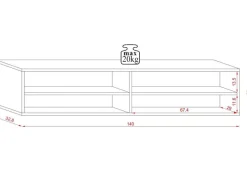 TV-Lowboard TV LOWBOARD DERBY 140 Eiche Wotan Nachbildung schwarz glänzend B/H/T: ca. 140x32,5x31,5 cm