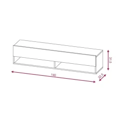 TV-Lowboard TV LOWBOARD DERBY 140 Eiche Wotan Nachbildung schwarz glänzend B/H/T: ca. 140x32,5x31,5 cm