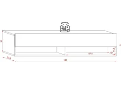 TV-Lowboard TV LOWBOARD DERBY 140 Eiche Wotan Nachbildung schwarz glänzend B/H/T: ca. 140x32,5x31,5 cm