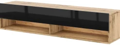 TV-Lowboard TV LOWBOARD DERBY 140 Eiche Wotan Nachbildung schwarz glänzend B/H/T: ca. 140x32,5x31,5 cm