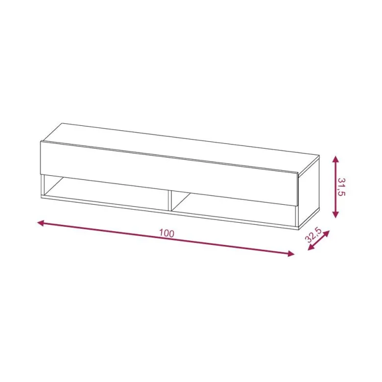 TV-Lowboard TV LOWBOARD DERBY 100 Eiche Wotan Nachbildung weiß glänzend B/H/T: ca. 100x32,5x31,5 cm
