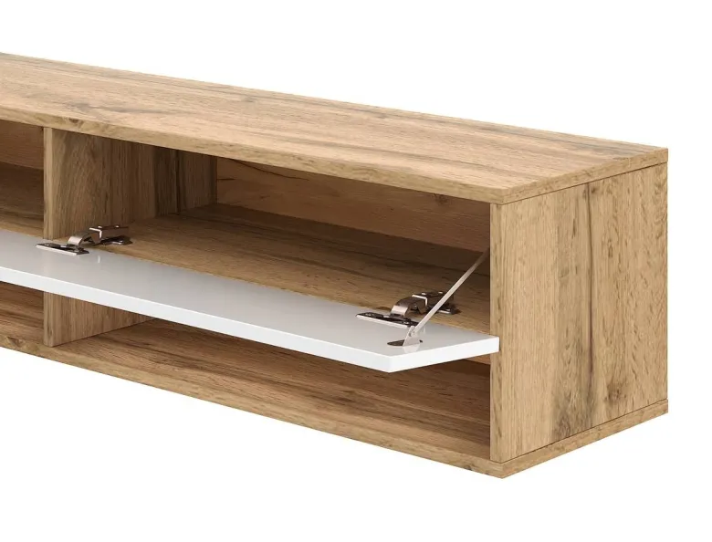 TV-Lowboard TV LOWBOARD DERBY 100 Eiche Wotan Nachbildung weiß glänzend B/H/T: ca. 100x32,5x31,5 cm