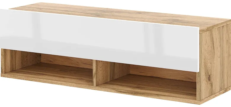TV-Lowboard TV LOWBOARD DERBY 100 Eiche Wotan Nachbildung weiß glänzend B/H/T: ca. 100x32,5x31,5 cm