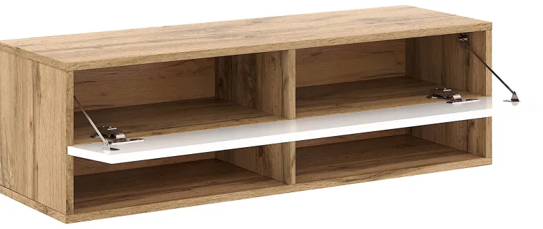 TV-Lowboard TV LOWBOARD DERBY 100 Eiche Wotan Nachbildung weiß glänzend B/H/T: ca. 100x32,5x31,5 cm