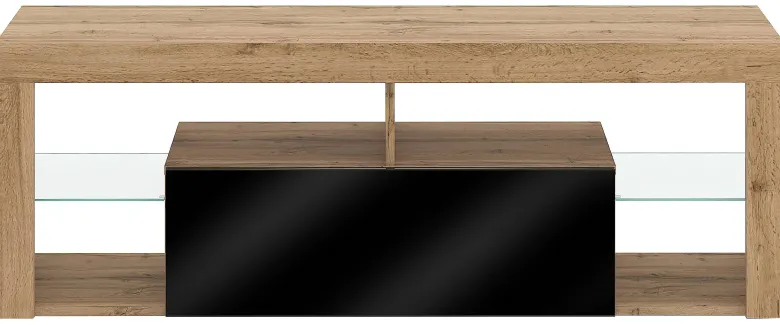 TV-Lowboard TV LOWBOARD Everest 140 Eiche Wotan Nachbildung schwarz glänzend B/H/T: ca. 140x50x35 cm