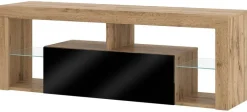 TV-Lowboard TV LOWBOARD Everest 140 Eiche Wotan Nachbildung schwarz glänzend B/H/T: ca. 140x50x35 cm