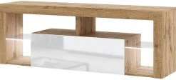 TV-Lowboard TV LOWBOARD Everest 140 LED Eiche Wotan Nachbildung weiß glänzend B/H/T: ca. 140x50x35 cm