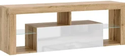 TV-Lowboard TV LOWBOARD Everest 140 Eiche Wotan Nachbildung weiß glänzend B/H/T: ca. 140x50x35 cm