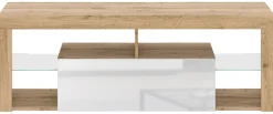 TV-Lowboard TV LOWBOARD Everest 140 Eiche Wotan Nachbildung weiß glänzend B/H/T: ca. 140x50x35 cm