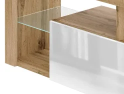 TV-Lowboard TV LOWBOARD Everest 140 Eiche Wotan Nachbildung weiß glänzend B/H/T: ca. 140x50x35 cm