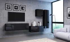 TV-Lowboard VIVIEN schwarz schwarz glanz B/H/T: ca. 140x40x38 cm