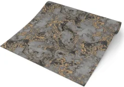 UGEPA Papiertapete Marmoroptik schwarz silber B/L: ca. 53x1005 cm
