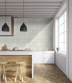 UGEPA Vinyltapete Fliesenoptik taupe B/L: ca. 53x1005 cm glitzernd