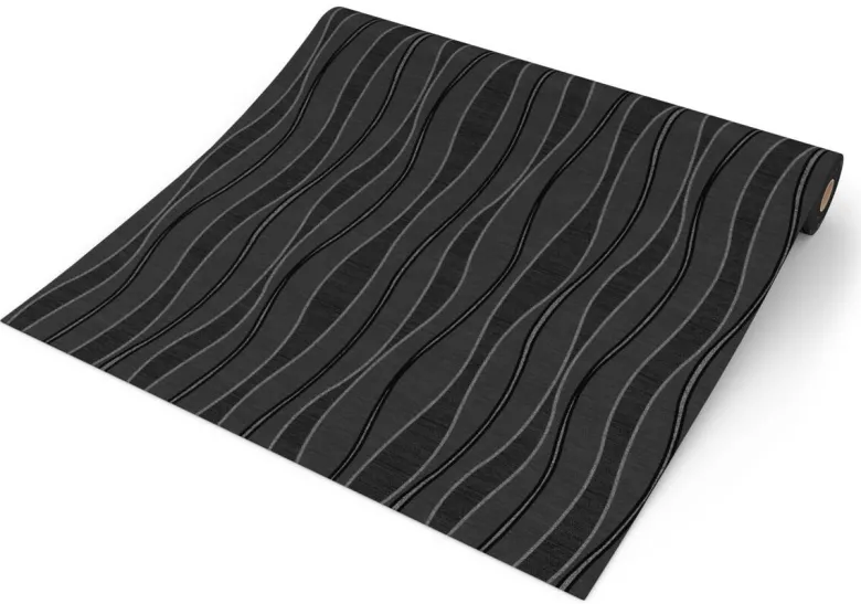 UGEPA Vinyltapete Wellen schwarz silber B/L: ca. 53x1005 cm