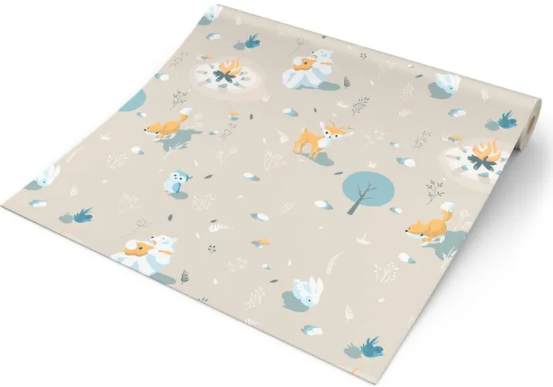 UGEPA Vliestapete Waldtiere beige bunt B/L: ca. 53x1005 cm