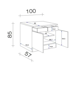 Unterschrank Capri schwarz matt B/H/T: ca. 100x85x60 cm