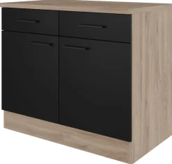 Unterschrank Capri schwarz matt B/H/T: ca. 100x85x60 cm