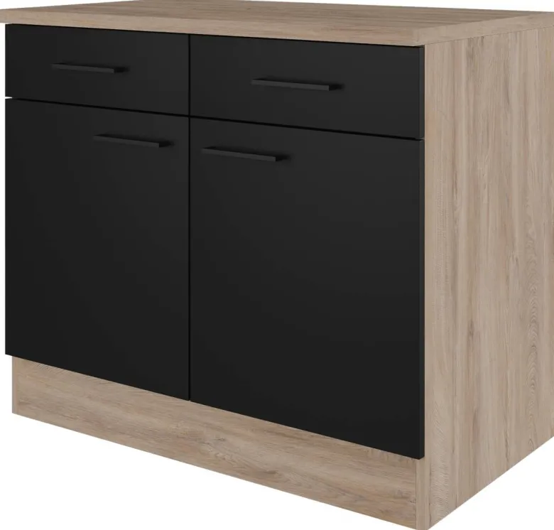 Unterschrank Capri schwarz matt B/H/T: ca. 100x85x60 cm