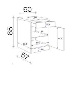 Unterschrank Capri schwarz matt B/H/T: ca. 60x85x60 cm