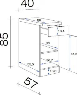 Unterschrank Morena grau matt B/H/T: ca. 40x85x60 cm