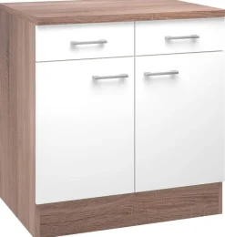 Unterschrank Samoa weiß Eiche Nachbildung B/H/T: ca. 80x85x60 cm