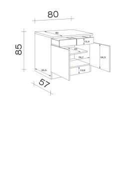 Unterschrank Samoa weiß Eiche Nachbildung B/H/T: ca. 80x85x60 cm