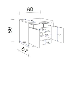 Unterschrank Valero weiß Hochglanz B/H/T: ca. 80x86x60 cm