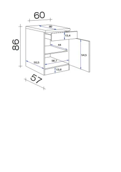 Unterschrank Valero weiß Hochglanz B/H/T: ca. 60x86x60 cm