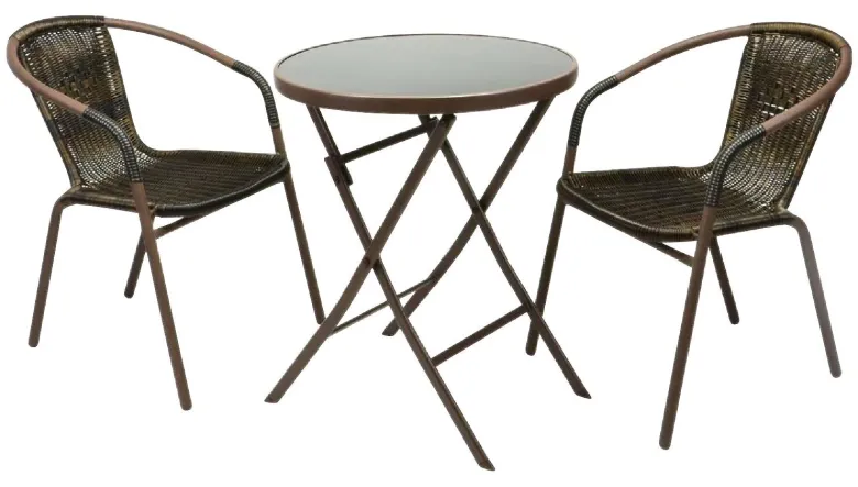 VCM Balkon-Set braun Polyrattan B/H: ca. 53x73 cm