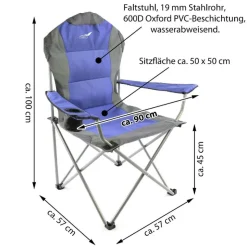 VCM Campingstuhl-Set royalblau Polyester-Mischgewebe B/H/L: ca. 90x110x57 cm