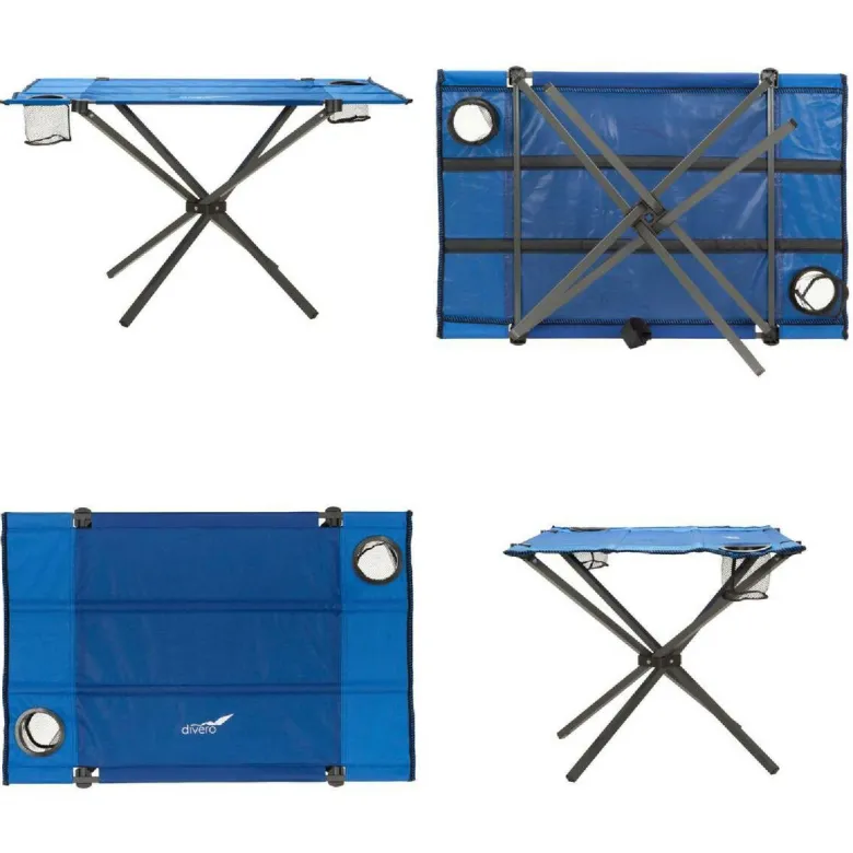 VCM Campingtisch blau Polyester-Mischgewebe B/H/L: ca. 50x50x80 cm