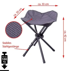 VCM Gartenhocker-Set schwarz Stahl B/H/T: ca. 33x42x33 cm