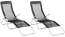 VCM Gartenliege-Set schwarz Stahl B/H/L: ca. 48x100x160 cm