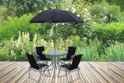 VCM Gartensitzgruppe Maxola schwarz Textilene B/H/L: ca. 75x74x75 cm