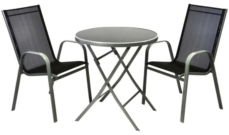 VCM Gartensitzgruppe schwarz Stahl B/H/D: ca. 55x92x73 cm