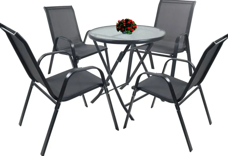 VCM Gartensitzgruppe Sonlas anthrazit Glas B/H/L: ca. 56x89x73 cm