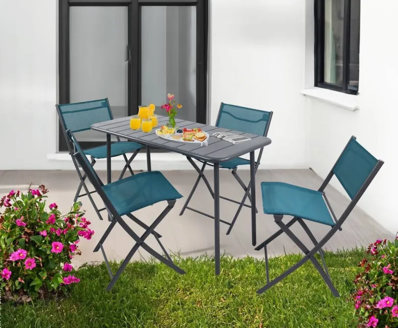 VCM Gartensitzgruppe Sumila türkis Stahl B/H/L: ca. 45x79x46 cm